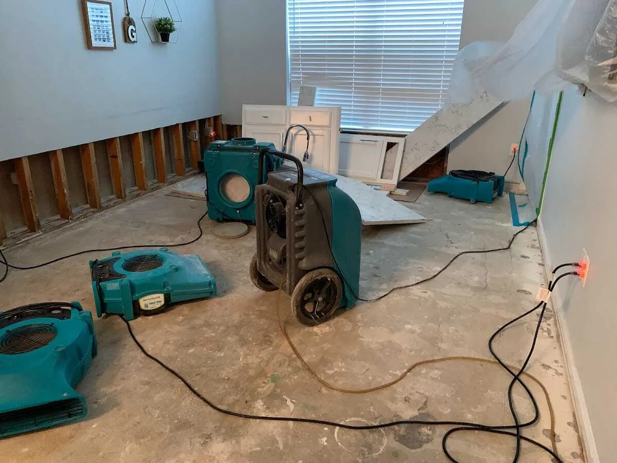 Dehumidifier in flood-cut room for Water Damage Restoration in McAlester